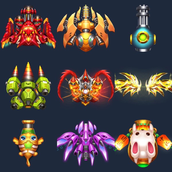 几十套捕鱼炮台spine